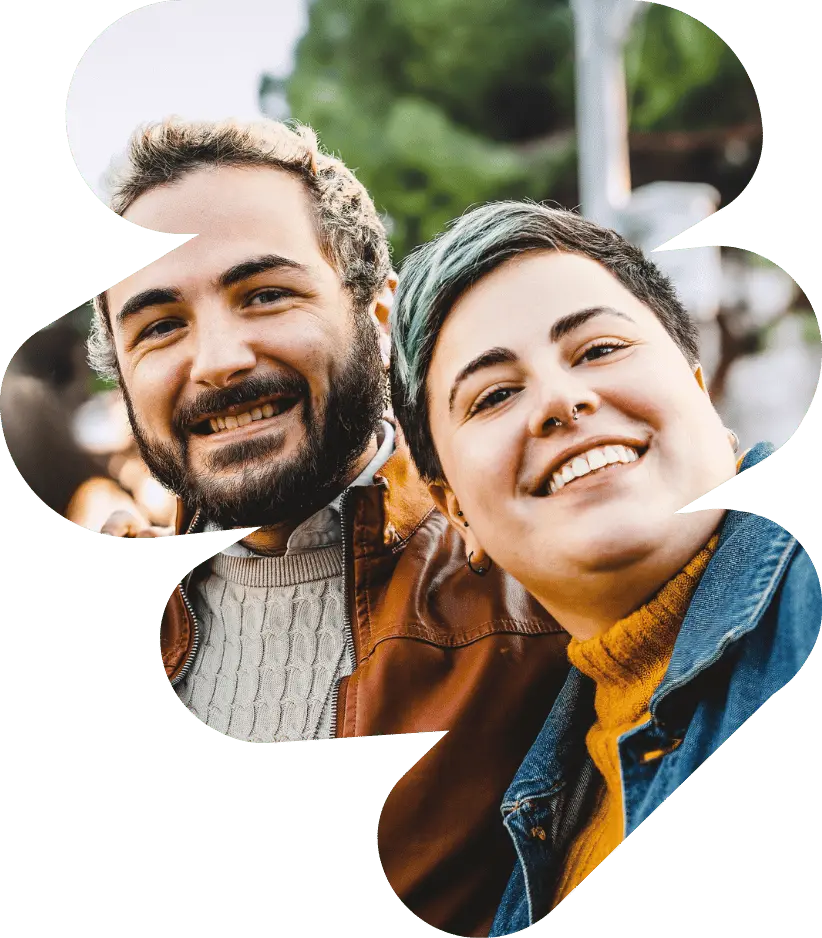 Man and woman smiling