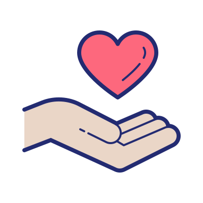 Cartoon hand holding a love heart