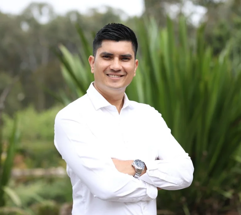 Co-founder, Bo, smiling at the camera